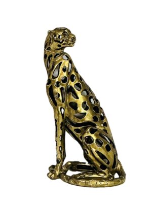 Antique Gold Resin Cheetah Sculpture – 43cm