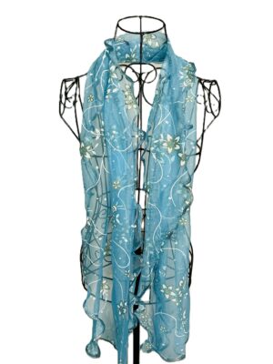 Aqua Bloom Lace Scarf