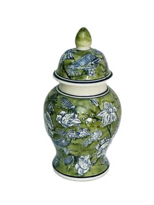Bacca Green Ginger Jar with Lid – 29cm