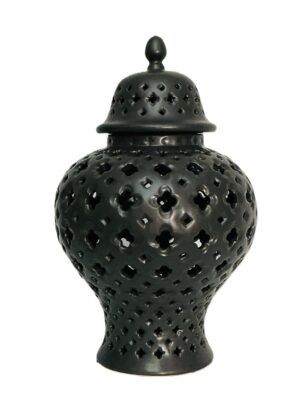 Black Pierced Ceramic Ginger Jar – 37cm