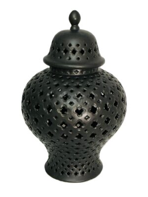 Black Pierced Ceramic Ginger Jar – 48cm