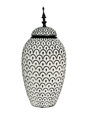 Black & White Arch Jar with Lid – 46cm