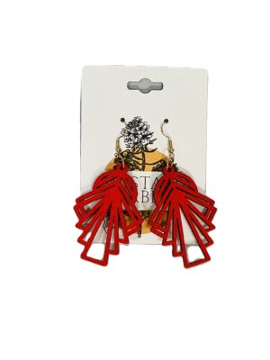 Bold Red Geometric Cutout Earrings