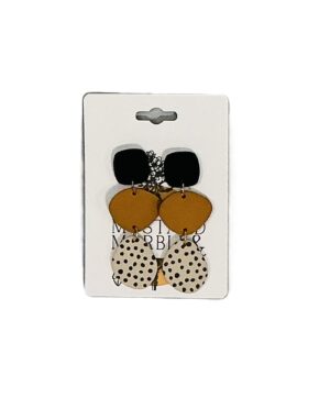 Caramel Dots Geometric Drop Earrings