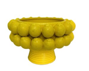 Ceramic Lemon Pedestal Bowl – Bright Yellow