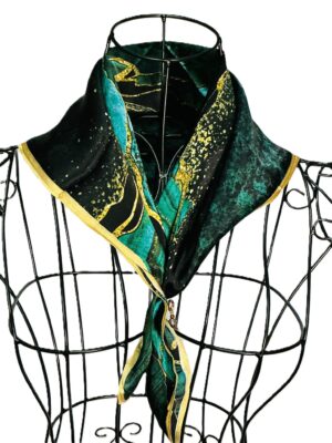 Emerald Luxe Marble Silk Scarf