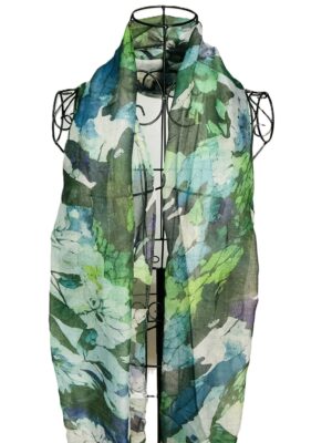 Emerald Waves Watercolor Scarf