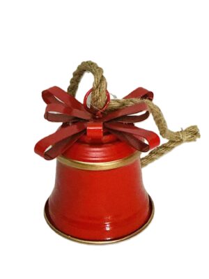 Festive Red Hanging Bell with Star – 26cm