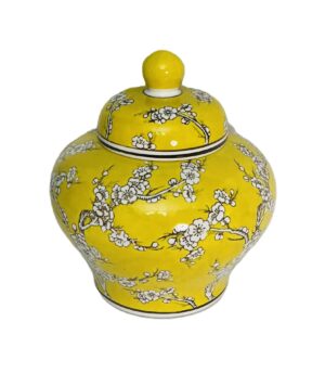 Fleur Yellow Ginger Jar with Lid – 25cm