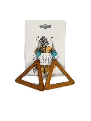Geometric Wood & Turquoise Earrings