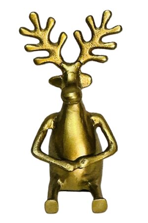 Golden Resting Deer Figurine – 19cm