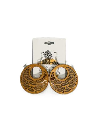 Golden Wave Wooden Earrings