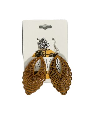 Golden Weave Wooden Earrings