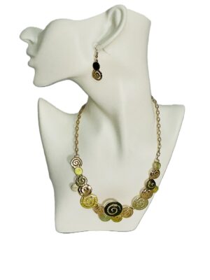 Green Spiral Boho Necklace & Earring Set