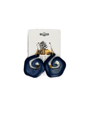 Indigo Spiral Wooden Earrings