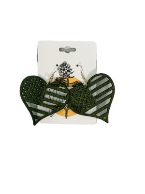 Khaki Starburst Heart Earrings