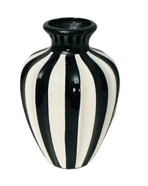 Monochrome Harmony Striped Vase – 28cm
