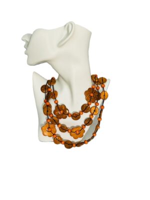 Orange Harmony Wooden Necklace