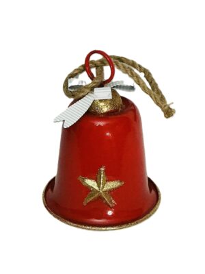 Festive Red Metal Bell Ornament 15 cm