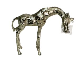 Silver Giraffe Looking Down – 19cm