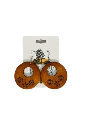 Sunburst Wooden Hoop Earrings
