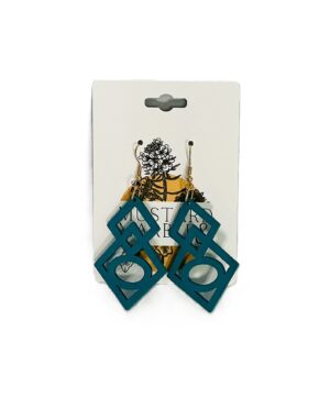 Teal Geo Diamond Earrings