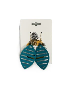 Teal Leaf Cutout Earrings