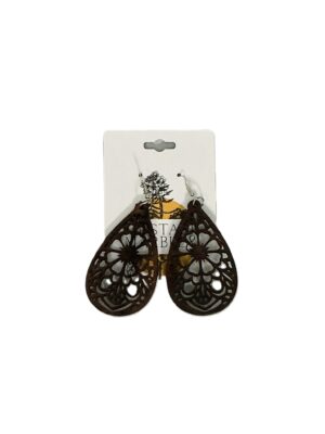 Teardrop Floral Wooden Earrings