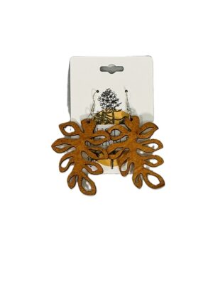 Tropical Leaf Wooden Earrings