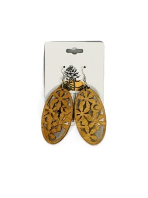 Wooden Bloom Oval Earrings