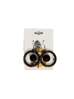 Wooden Hoop & Bead Earrings