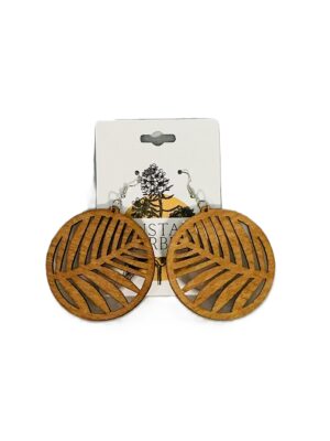 Wooden Palm Leaf Drop Earrings